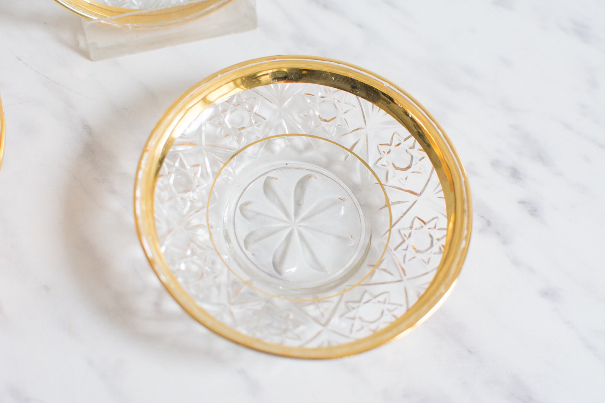 6 glass coasters with gold rim Etsy