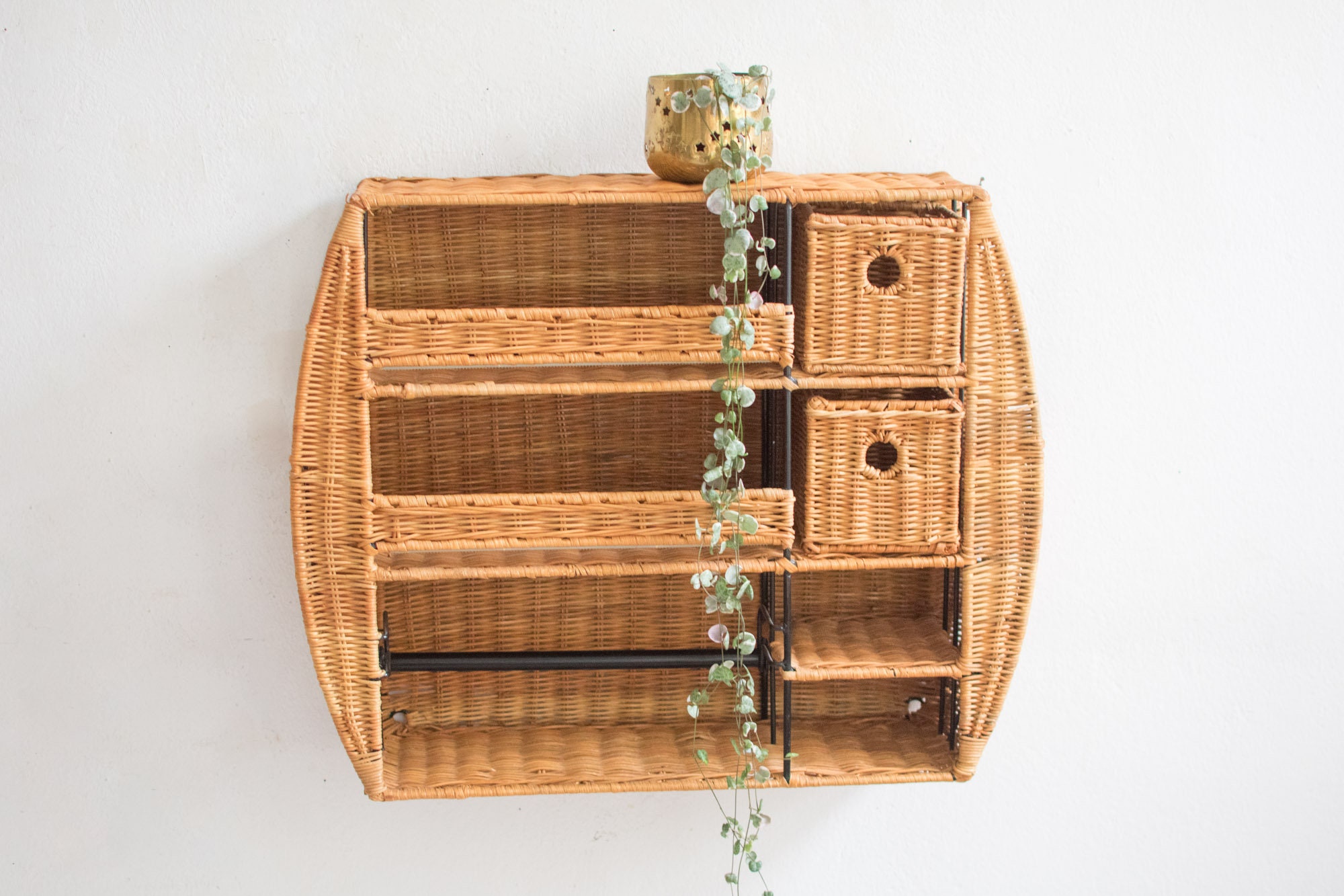 Rattan Kitchen Shelf Etsy