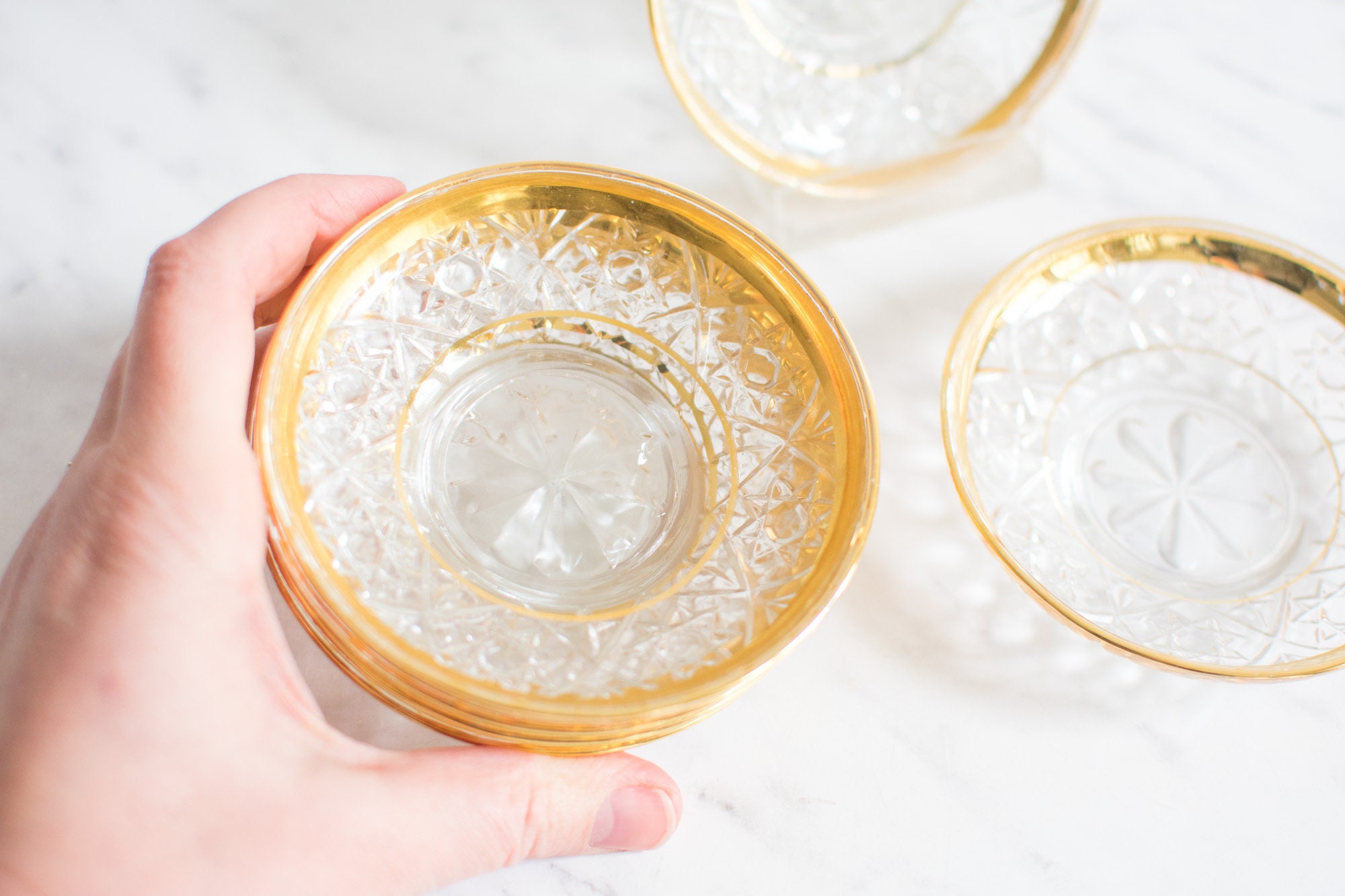 6 glass coasters with gold rim Etsy