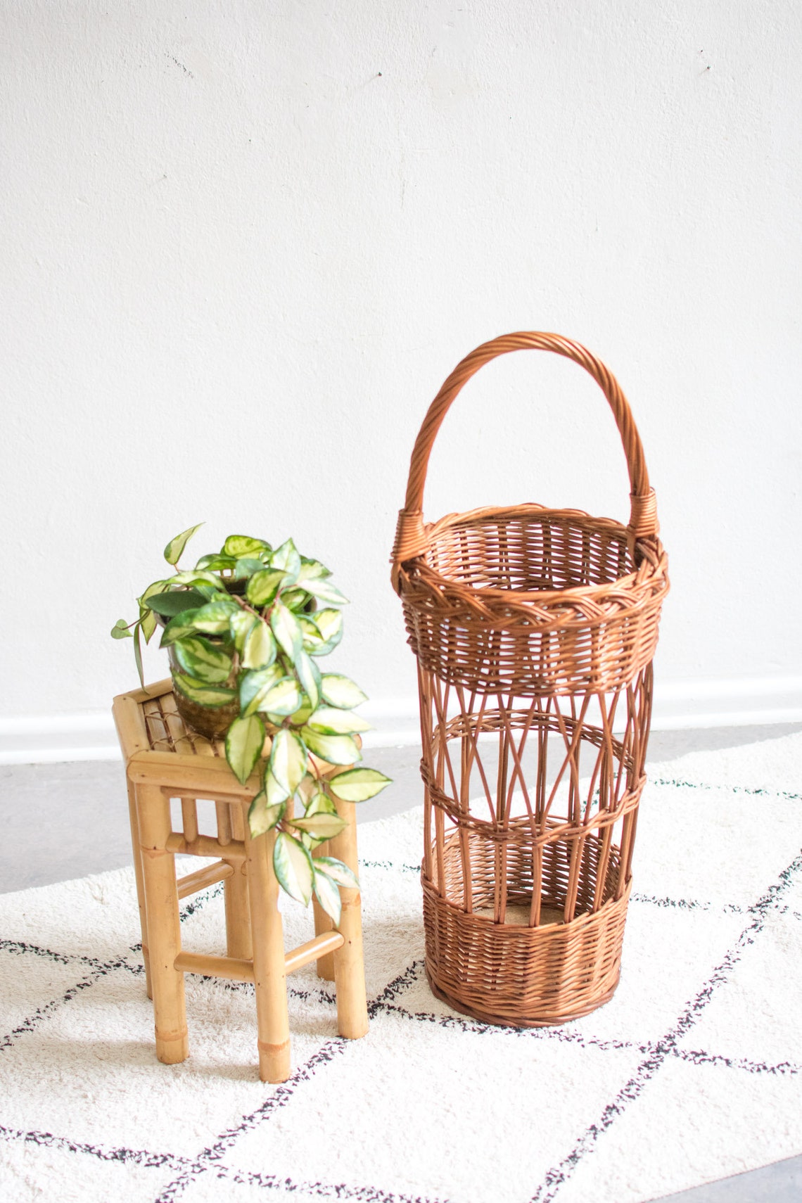 Vintage Rattan Umbrella Stand Etsy