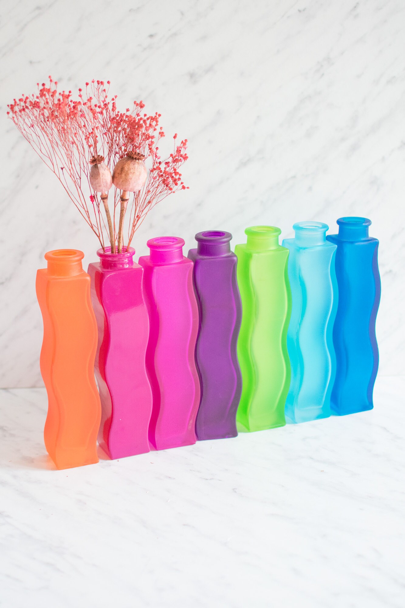 Bunte Vintage IKEA Vase gewellt aus Glas in verschieden Farben Etsy