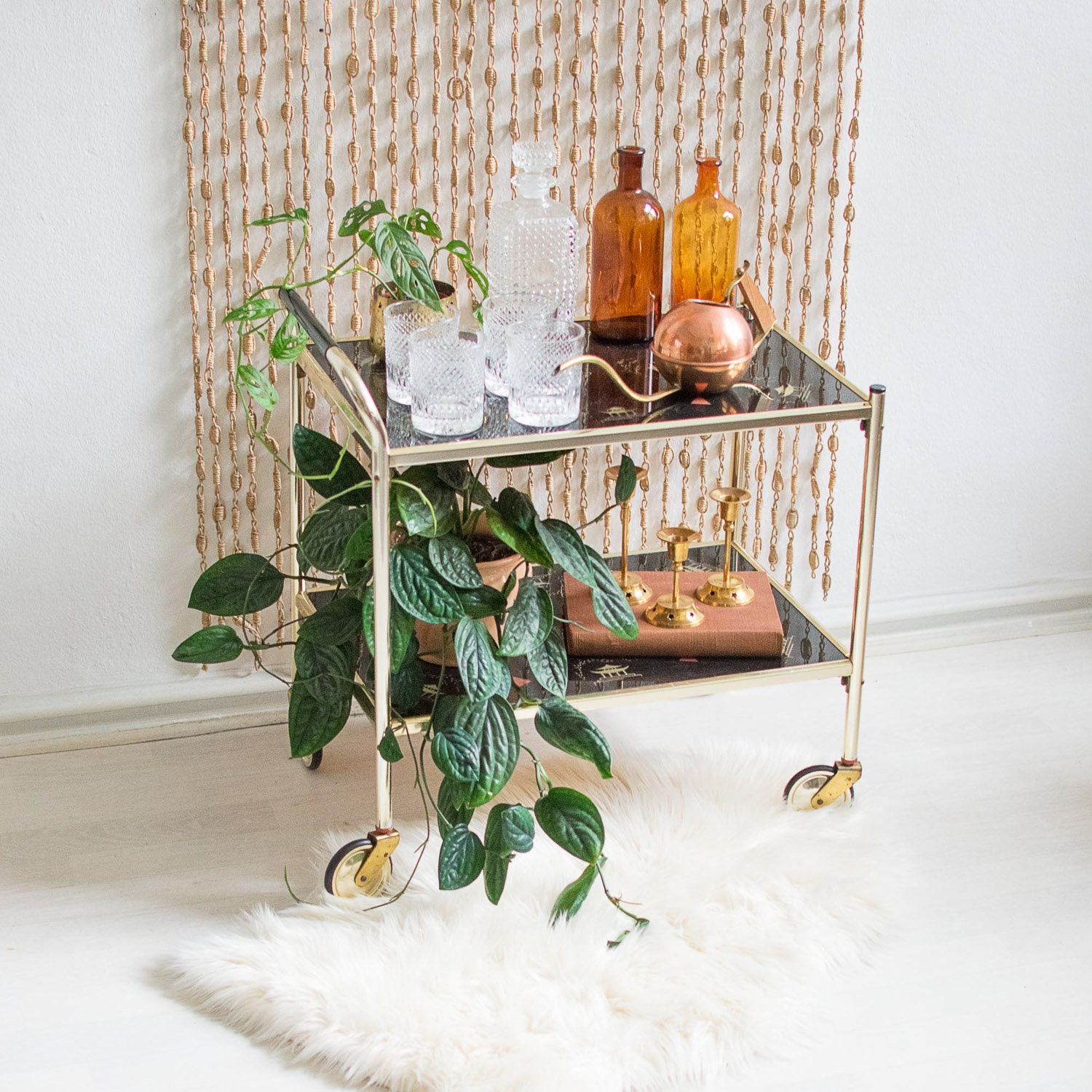 Barware Home & Living Kitchen & Dining 1950s ShopEleanorLouise Vintage MCM Metal and Glass Mini