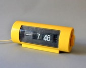 Vintage flip clock alarm clock yellow solar power space age atomic Mid-Century 60s 70s