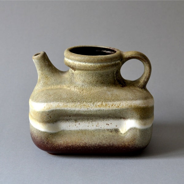 Vintage vase fat lava West German pottery gray green brown watering can 70s by Steuler Made in Germany
