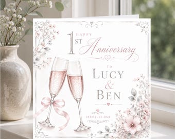 Personalised first Wedding Anniversary Card | Personalised 1st year Married Card | 8 x8 inches | Anniversary Card for daughter, son