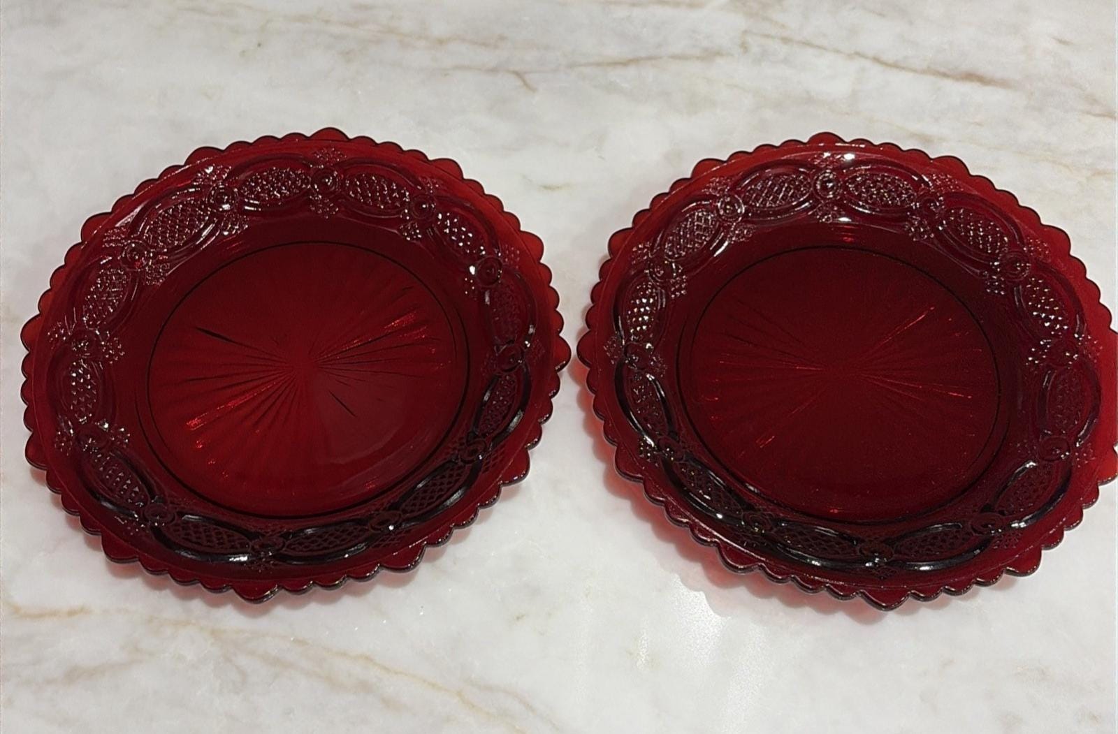 Ruby Glass Plates - Etsy
