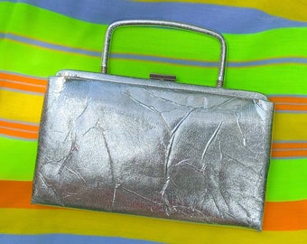 1950s Mid Century metallic silver Garay handbag // mod vintage 50s 60s MCM Space Age purse Halloween costume