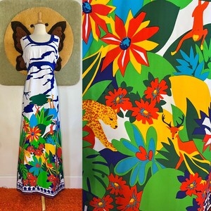 1970s Tori Richard Psychedelic Animal Print Maxi Dress Large Vintage 70s All Over Novelty Print Dress Scoop Neck Etsy