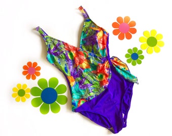 Vintage 1980s Wrap Style One Piece Swim Suit S Retro Early Etsy Uk