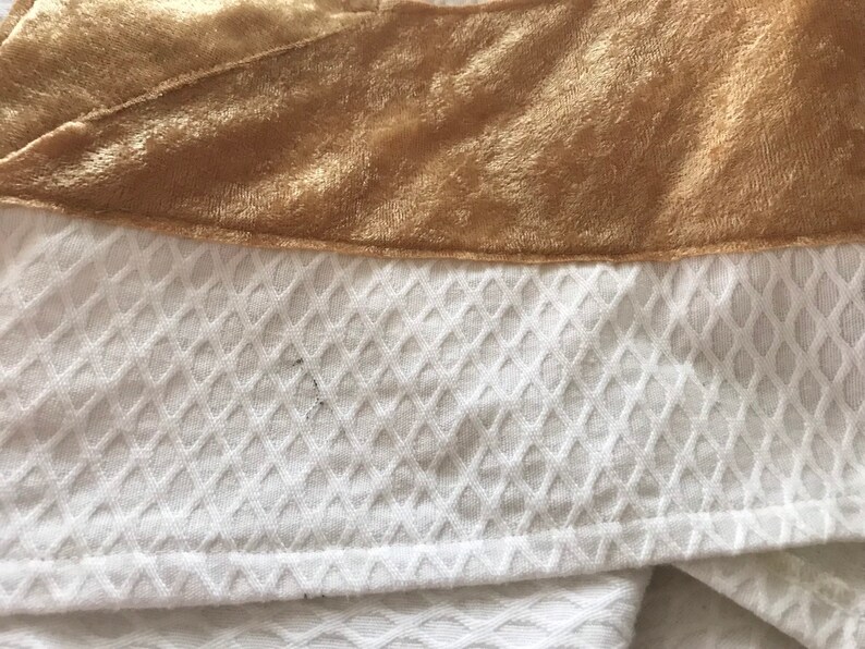 Homemade angel sleeve white dress with gold trim ML retro 70s style mini dress with massive exaggerated sleeves costume prop dress