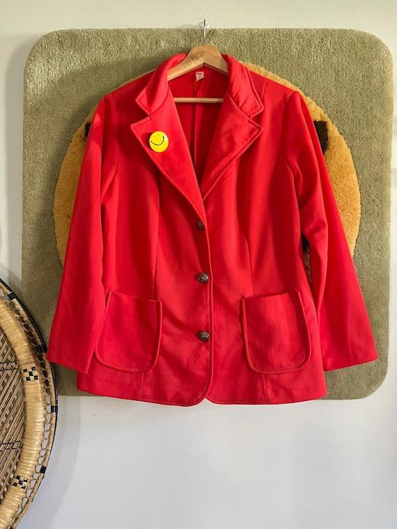 1970s red blazer jacket // XL // vintage 60s 70s … - image 1