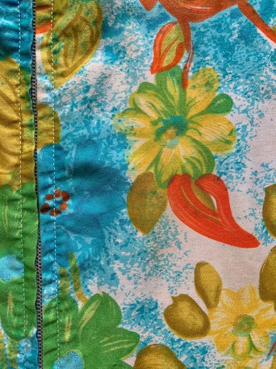 Vintage 1960s bright floral zip front cotton dres… - image 4