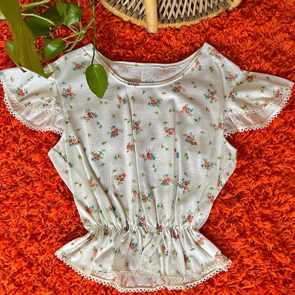 Linen Pinstripe Peplum Blouse with Flutter Sleeves