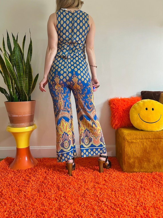 Vintage 1960s psychedelic paisley jumpsuit // XS-… - image 4