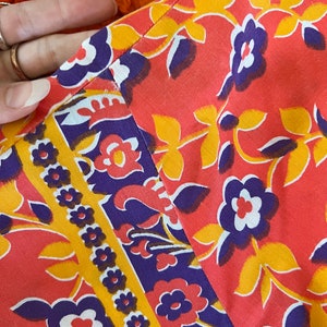 70’s Neon Orange Floral Caftan Dress