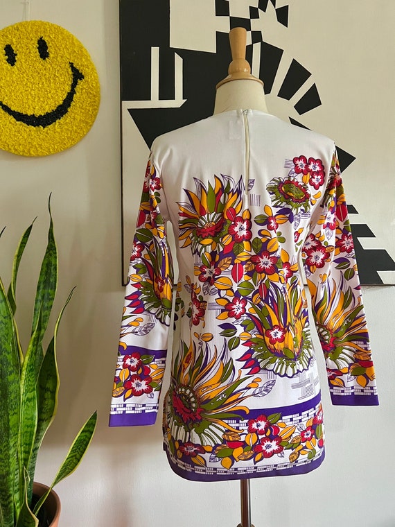 NWT Vintage 1970s bold floral long sleeve top // … - image 5