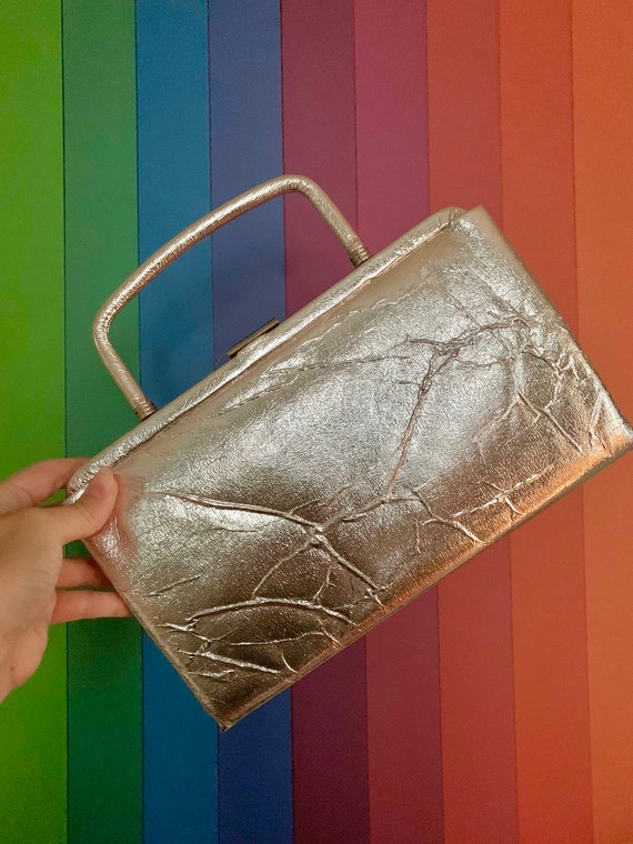 1950s Mid Century metallic silver Garay handbag /… - image 3