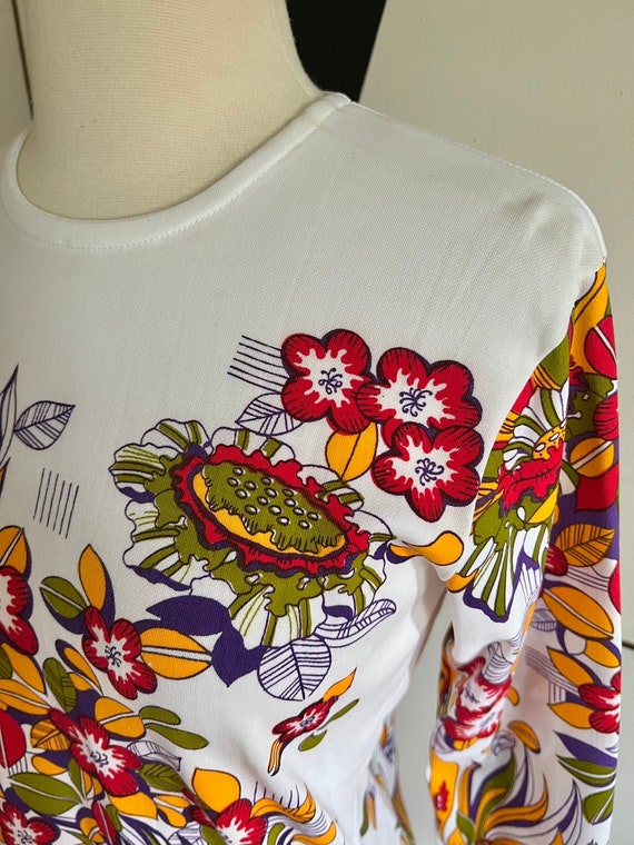 NWT Vintage 1970s bold floral long sleeve top // … - image 6