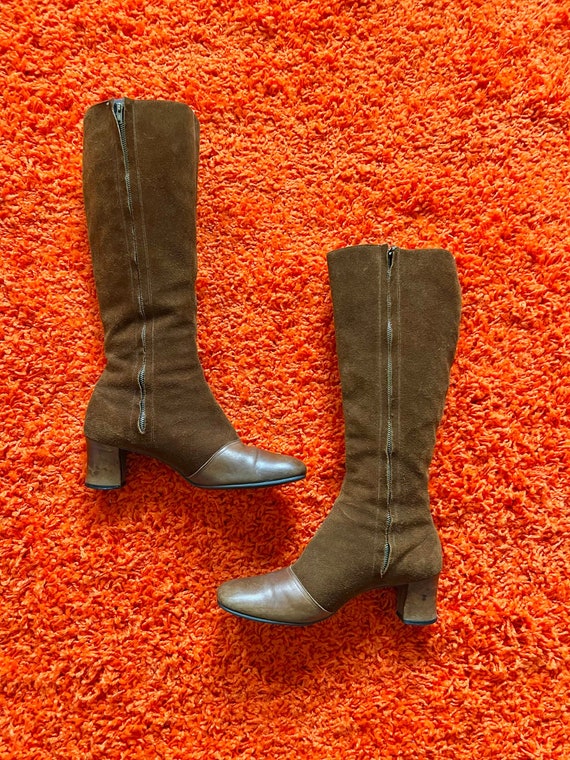 Vintage 1960s tall brown suede boots // 7 - 7 1/2… - image 2