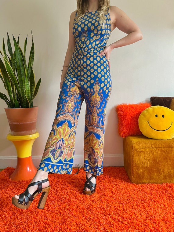 Vintage 1960s psychedelic paisley jumpsuit // XS-… - image 2
