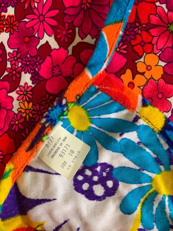 Deadstock 1970s psychedelic flower power bikini /… - image 3