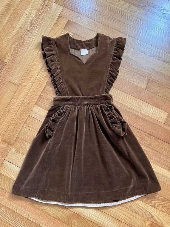 Vintage 1940s velvet pinafore dress // XS 24" // … - image 1