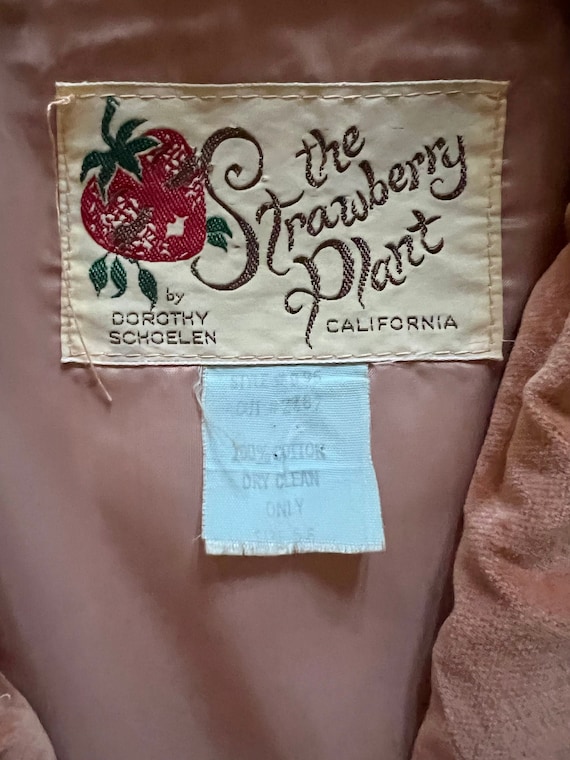 Vintage 1970s Strawberry Plant cotton velvet pant… - image 10