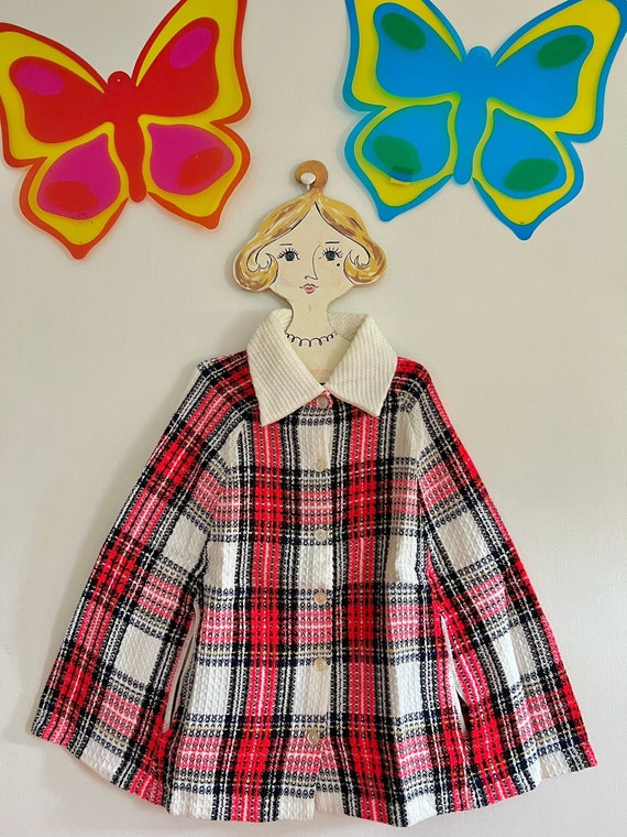 Deadstock 1970s Plaid Collared Poncho // Mod 60s 70s NOS Tartan 