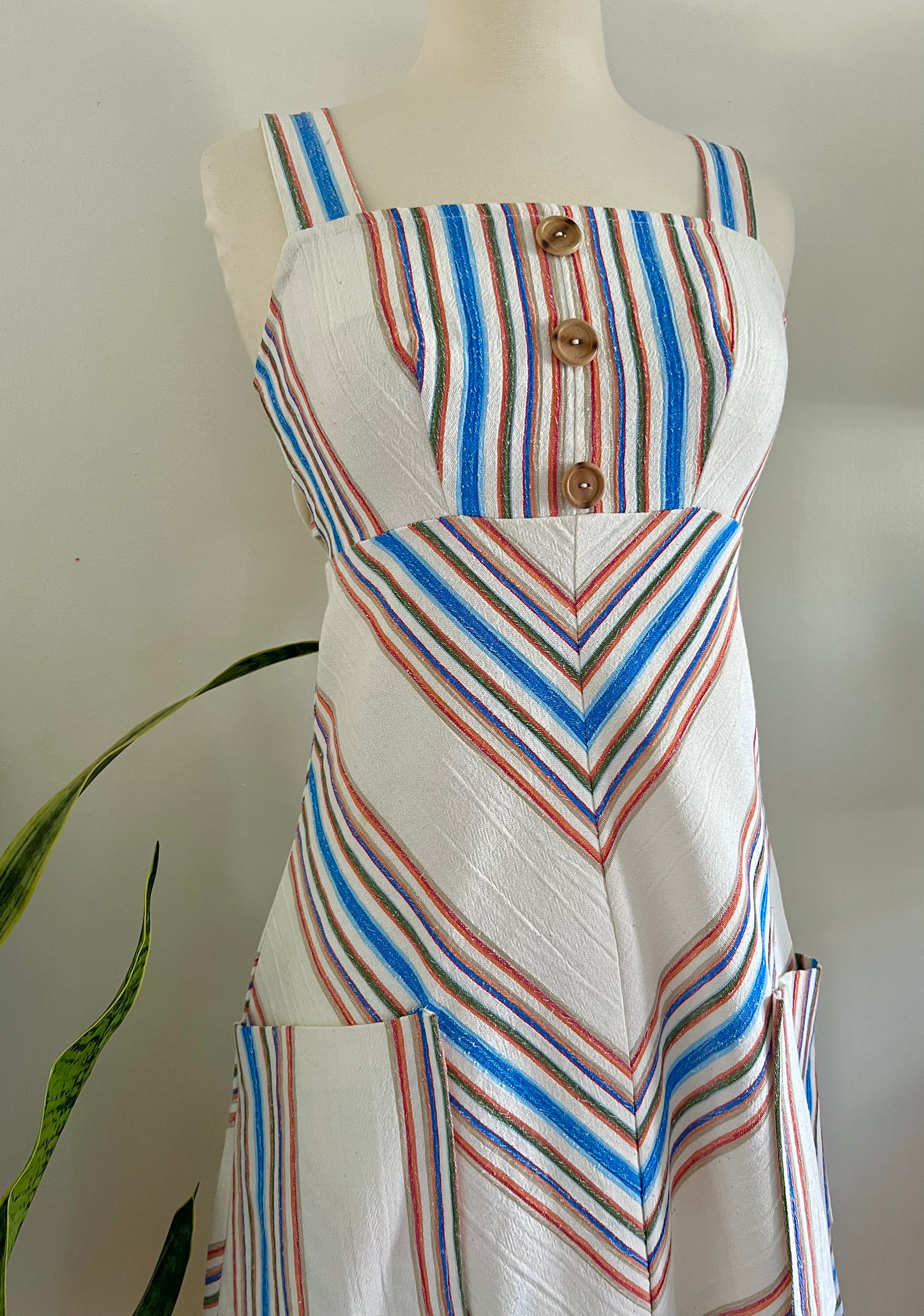 Vintage 1970s Chevron Stripe Gauze Sundress // XXS XS Petite - Etsy