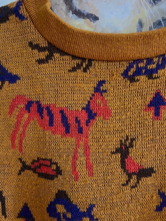 Vintage 1970s novelty animal print sweater // Med… - image 6