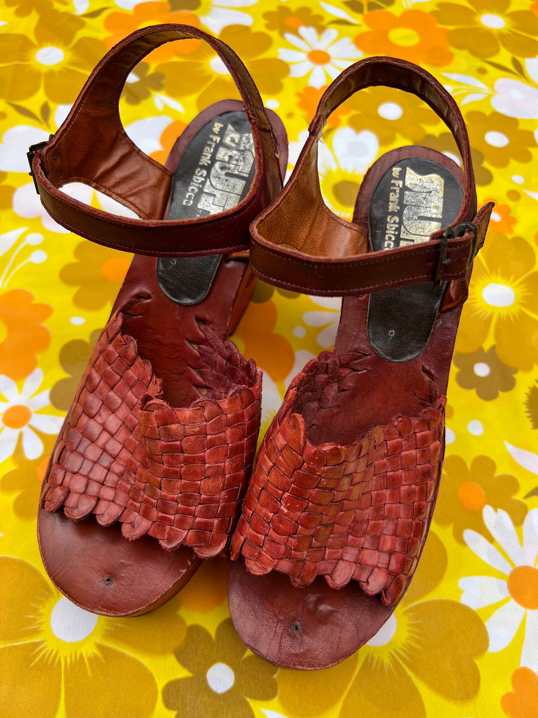 1970s Leather Platform Sandals Stuff by Frank Sbicca Vintage 6
