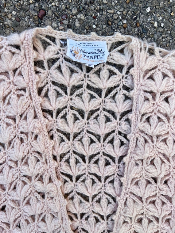 Vintage 1970s pale pink long wool sweater // XS -… - image 6