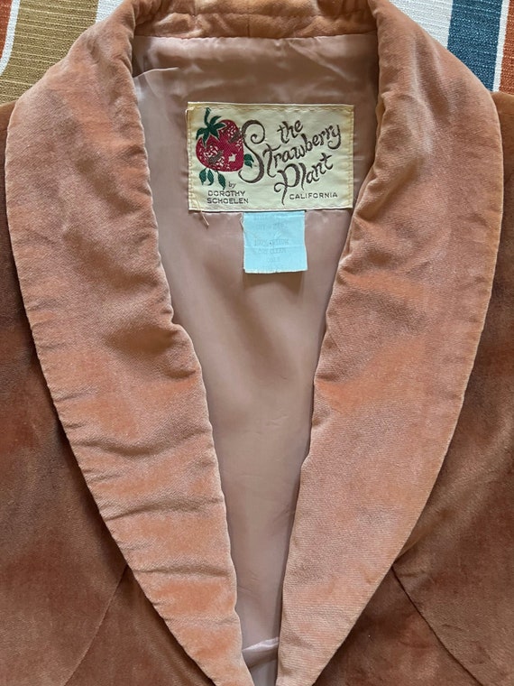 Vintage 1970s Strawberry Plant cotton velvet pant… - image 9