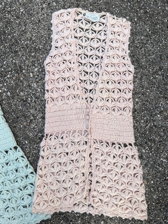 Vintage 1970s pale pink long wool sweater // XS -… - image 7