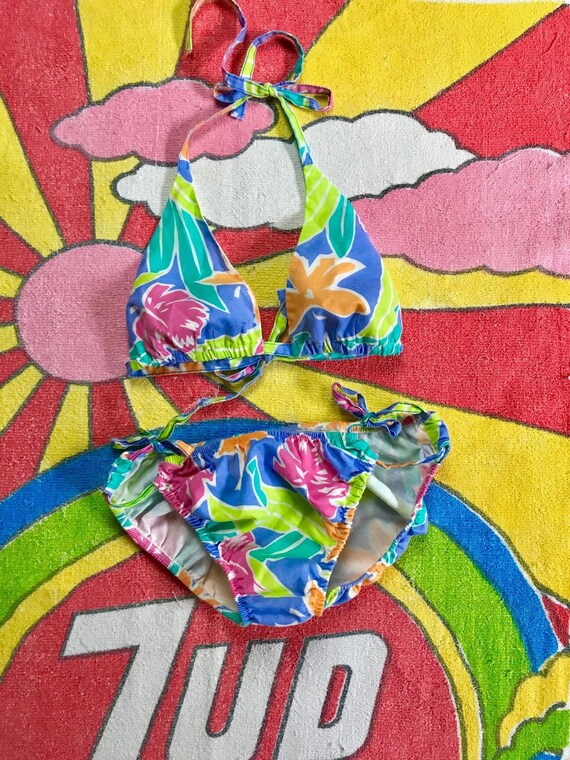 Vintage 1960s psychedelic floral bikini XS/S mod 6
