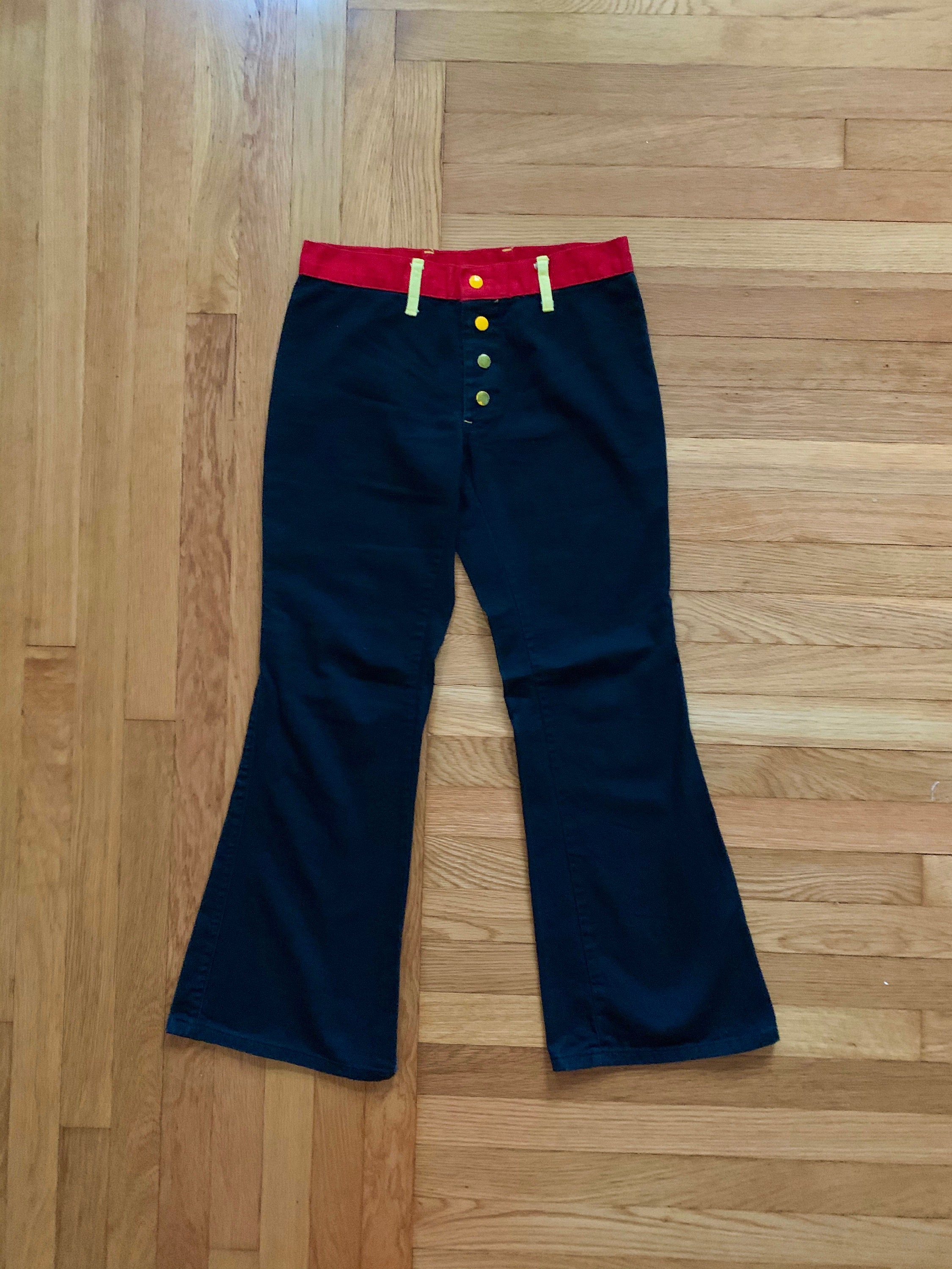 Vintage 1970s Color Block Low Rise Bell 