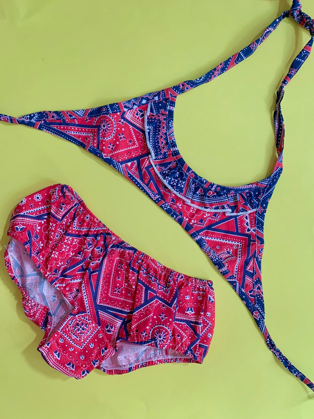 Deadstock 1970s Bandana Print Bikini // Tag Size Girls 14 // Retro 60s ...