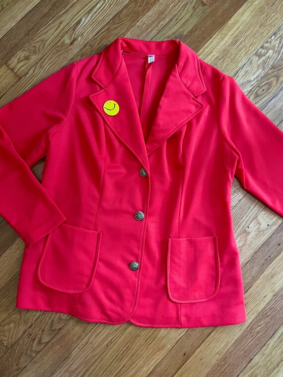 1970s red blazer jacket // XL // vintage 60s 70s … - image 4