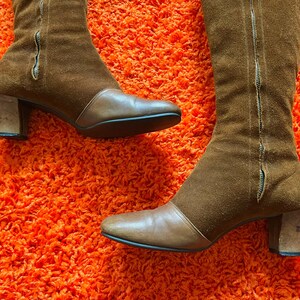 Vintage 1960s tall brown suede boots // 7 - 7 1/2 // mod 60s 70s side zip lace up Go Go boots