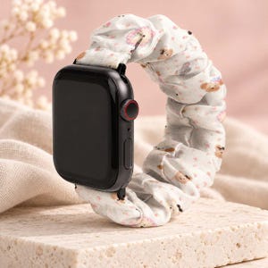 Elastic Scrunchie Band for Apple Watch, Puppy, Teddy Bear & Bunny Prints
