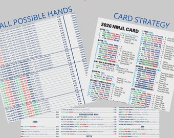 Lot complet de cartes de mahjong américain 2026 | Toutes les mains possibles + guide stratégique + carte numérique | PDF imprimable Mah Jongg Téléchargement instantané