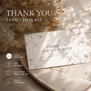 Editable Canva Thank You Card, Printable order insert, Small business packaging, Customer note template