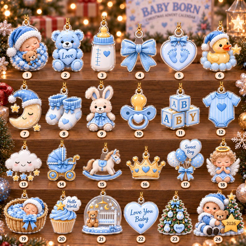 Baby First Christmas Advent Calendar 2026, 24 Acrylic Ornament ...