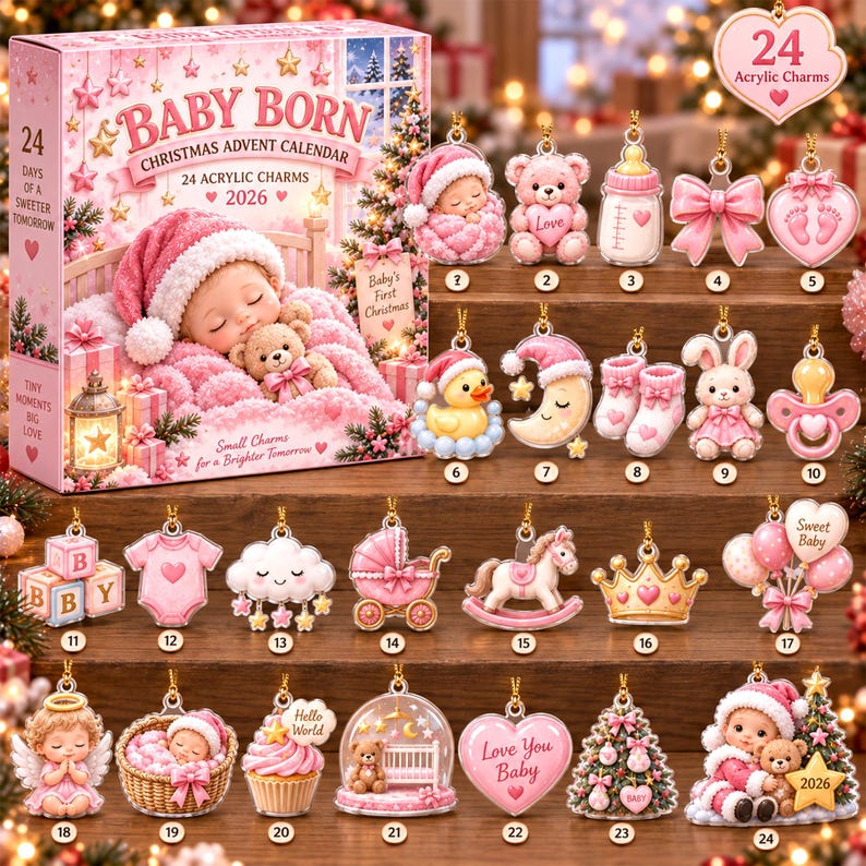 Baby First Christmas Advent Calendar 2026, 24 Acrylic Ornament ...