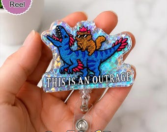 This Is An Outrage Dungeon Crawler Carl Broken Badge Reel, Fantasy Gamer Adventure Retractable ID Holder, Dungeon Creature
