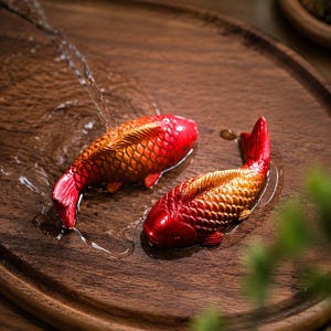 Handmade Ceramic Color Changing Koi Fish Tea Pet, Heat Sensitive Carp Figurine