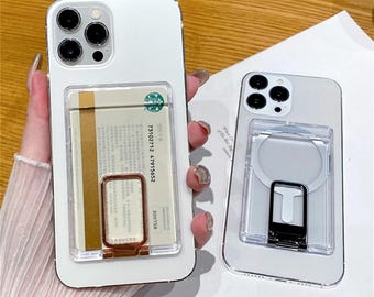 Magnetic Clear Card Holder for MagSafe Case: iPhone, Samsung Ultra Wallet
