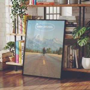 Keep Moving Running Wall Art | Marathon Runner Gift, Race Day Decor Print