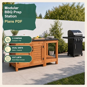 Plannen voor barbecuevoorbereidingsstation buiten, pdf, modulaire bijzettafel grill