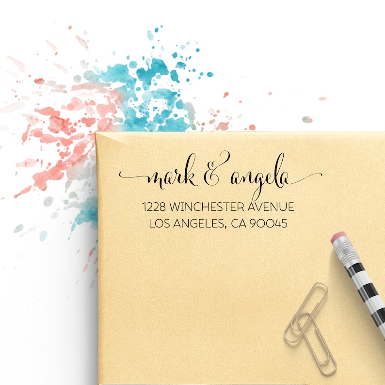 Custom Address Stamp, Self Ink Return Address Stamp, Personalized Address Stamp, Self Ink Custom Address Stamp, Flowing Pen 
